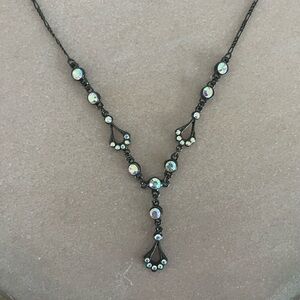 Vintage Bellago USA Aurora Borealis Crystal Necklace in Gun Metal